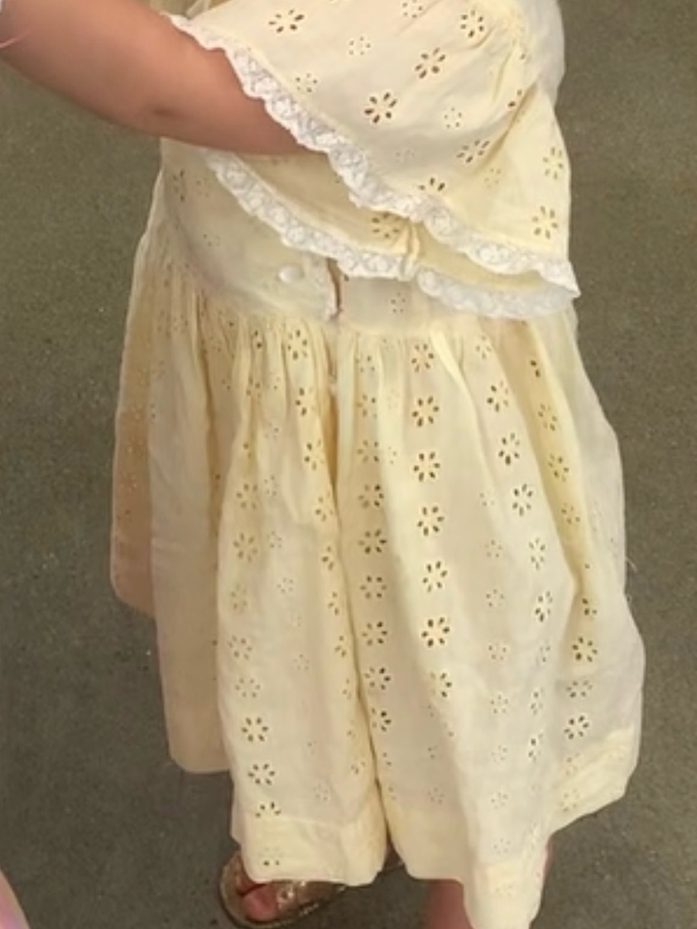 Girls Cream Eyelet Ruffle Dress - Picture 6 of 7
